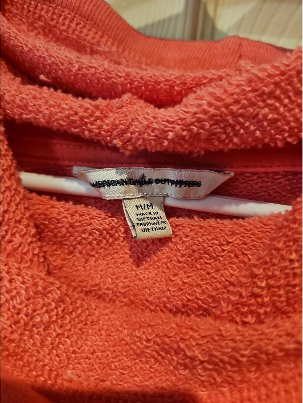 American Eagle Tie Cowl Neck Long Sleeves Coral Knit Top Size Medium. Textured - Picture 4 of 6
